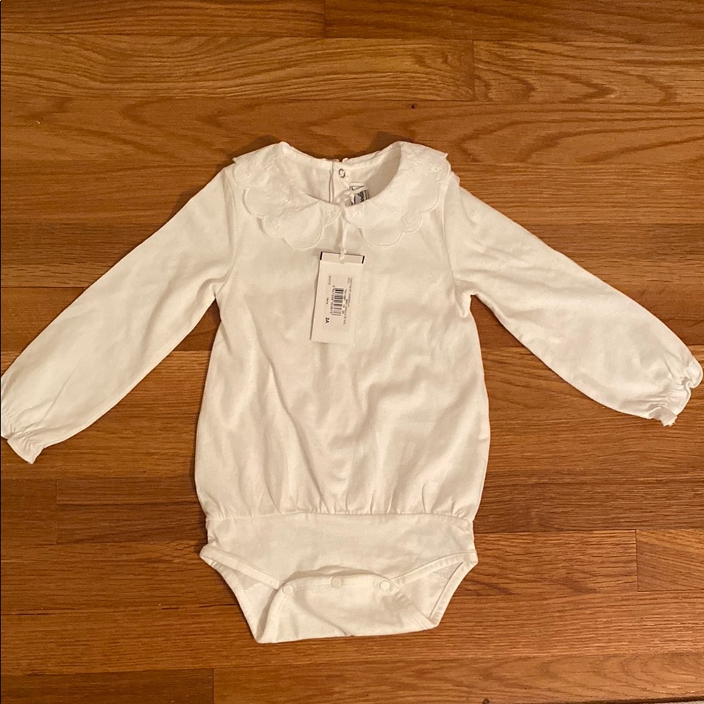 Tartine et Chocolat White Long Sleeve Bodysuit with Bow